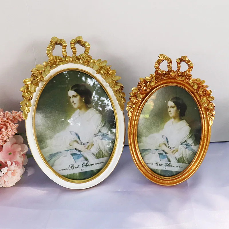 

Vintage Resin Photo Frame Art Oval Decorative Photo Frame Art Portrait Display Home Creative Wall Hanging Decoration Gift