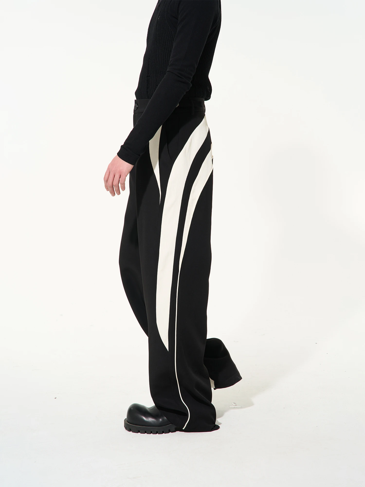 27-46 2023 Men Women Clothing Yamamoto Style Original Geometric Contrast Sports Pants Trousers Lovers Plus Size Costumes