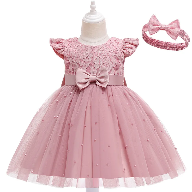 All Season New Pearl Bow Mesh Lace Princess Skirt For Girls