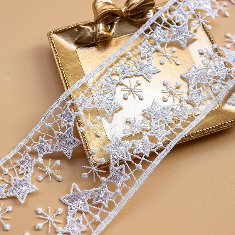 Полая звезда снежинка узор блестки кружевная отделка детская одежда украшения