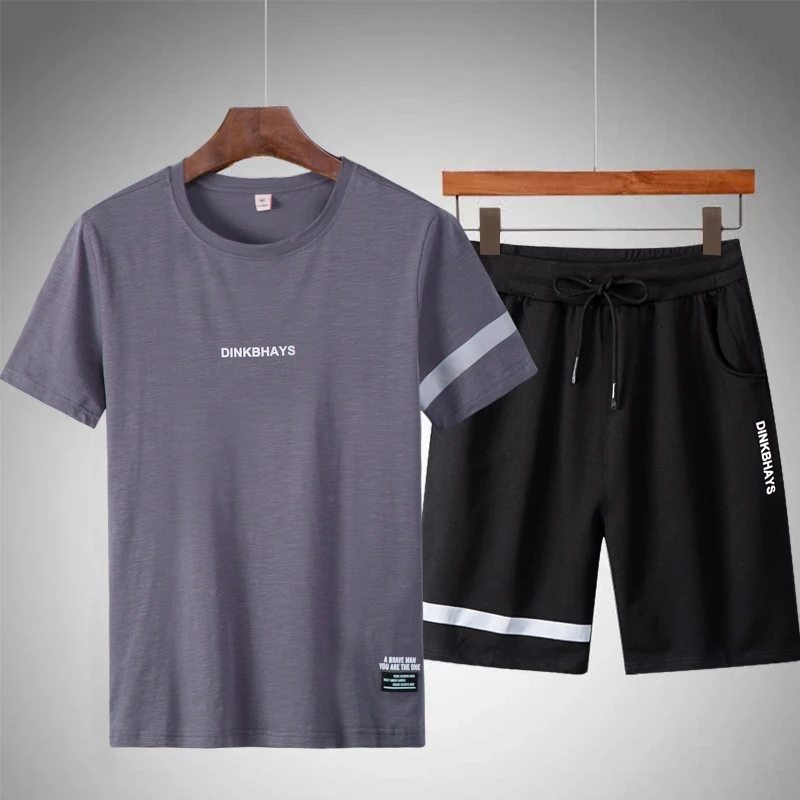 Summer Men's Sportwears Tracksuits New Fashion T-Shirts + Shorts 2 Pieces Set Casual Sets Men 4XL Streetwears Outfits Male 2023