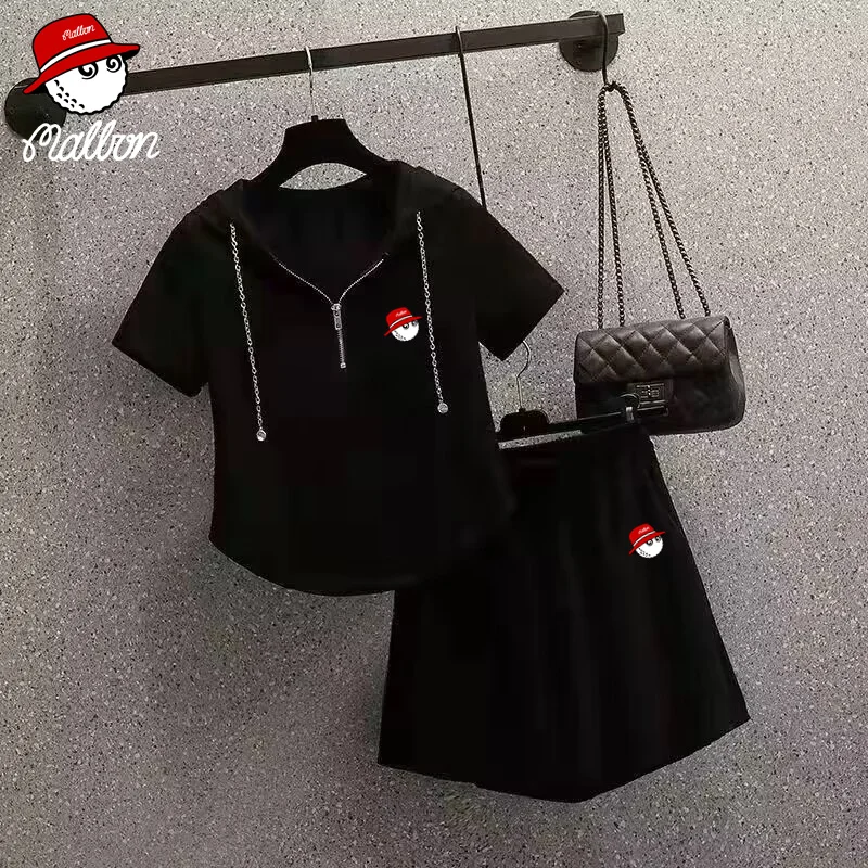 

Summer Malbon Golf Women's Set 2023 New Fashion Small Fresh Personality Hooded Short Sleeve Top+Shorts Two Piece Casual Sportswe