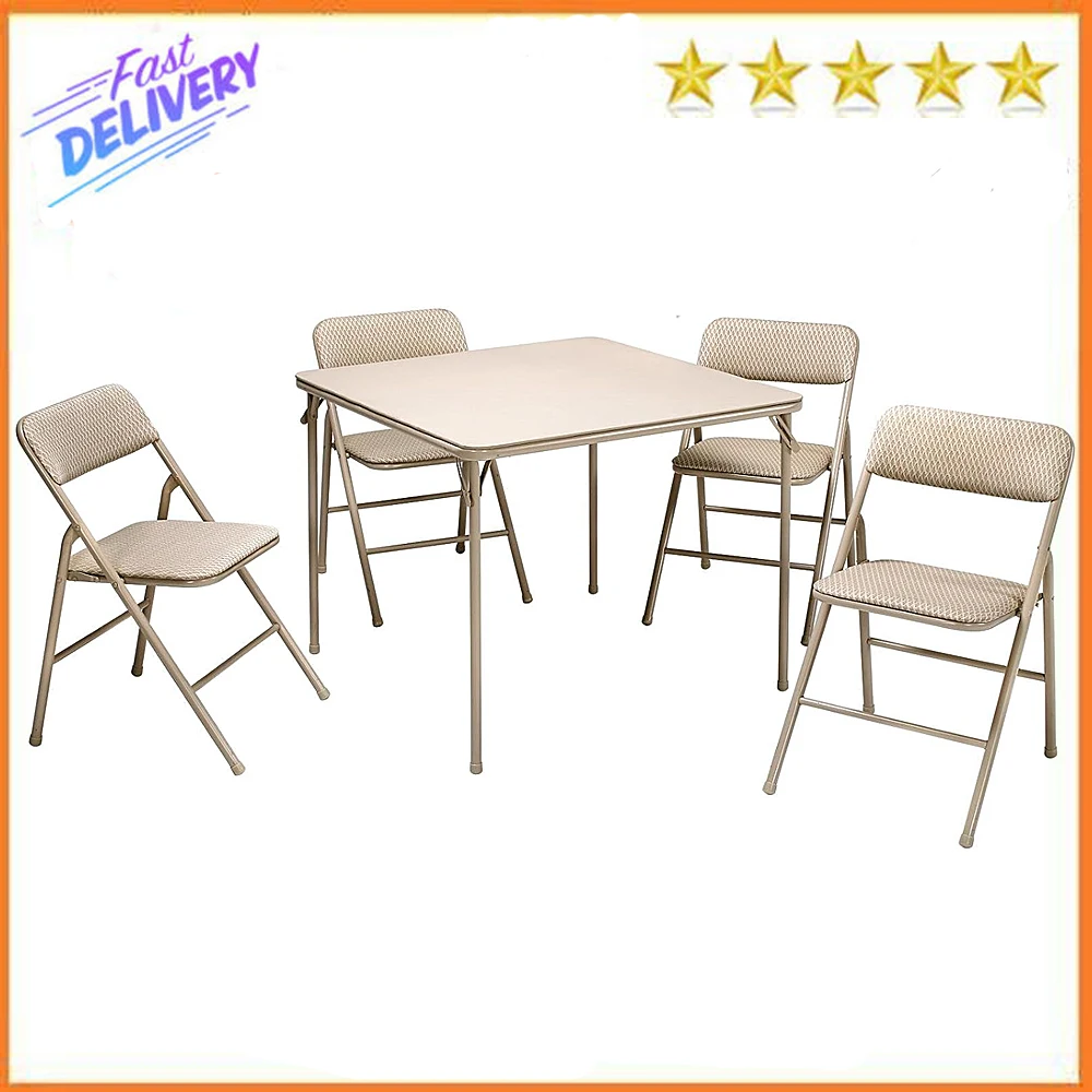 

COSCO 5 Piece, Tan Folding Table and Chair Set.