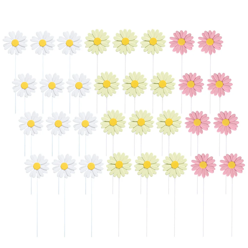

30 Pcs Wedding Flowers Party Supplies Cake Topper Girls Little Daisy Floral Picks Paper Cupcake Toppers Baby