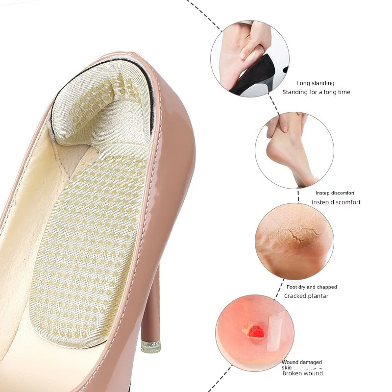 1pair T-shape Shoe Heel Pad Grips Shoe Insert Insoles Foot Heel Protector Cushion Pads for Women Heel Grips Liner Arch Support