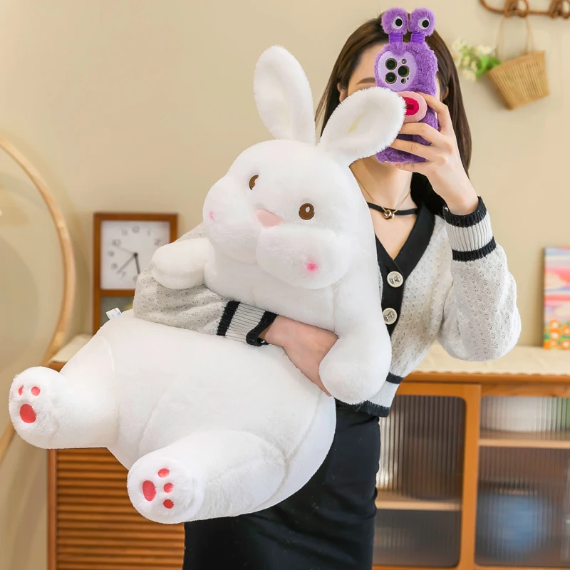 

100 см милый и ленивый белый кролик, подушка, галстук, кролик, плюшевая игрушка, кукла, кровать, спящий Ragdoll, подарок для женщин