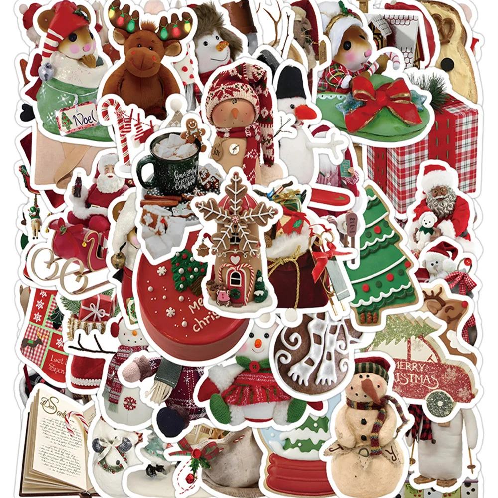 

10/30/50 шт., новогодние водонепроницаемые наклейки «сделай сам»