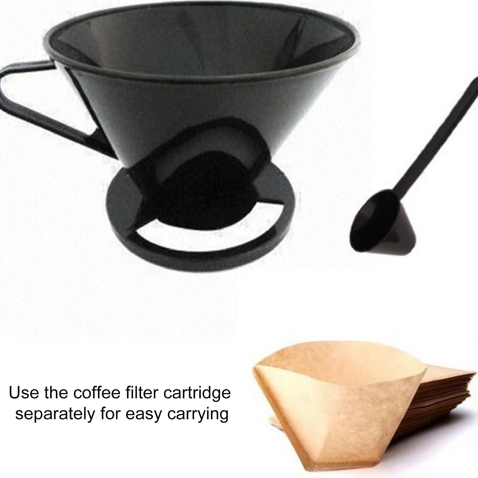 Reusable Plastic Coffee Cone Coffee Filter Cup Holder Maker Pour Over Coffee Cup Dripper Mesh Strainer With Measuring Spoon images - 6