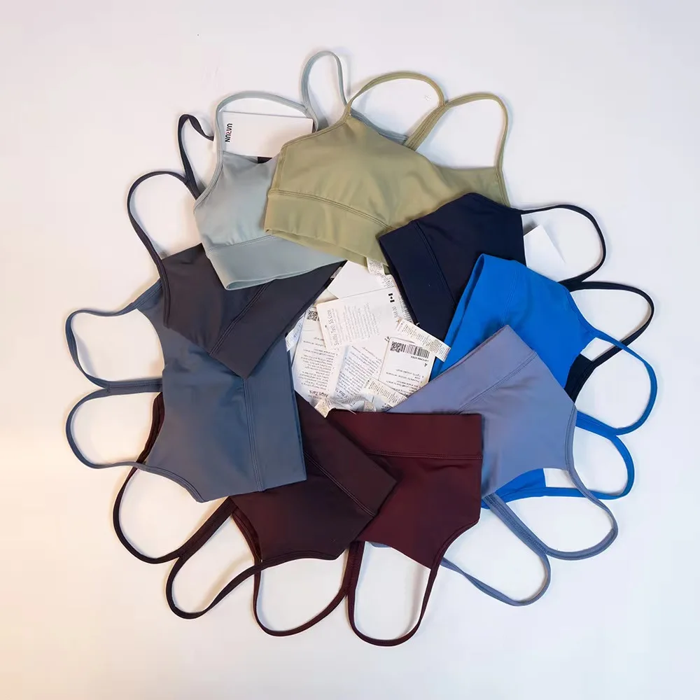 Lulu-Quick drying yoga suit, women's sports underwear, nude double-sided brushed solid color bra, sports Y-shaped back vest