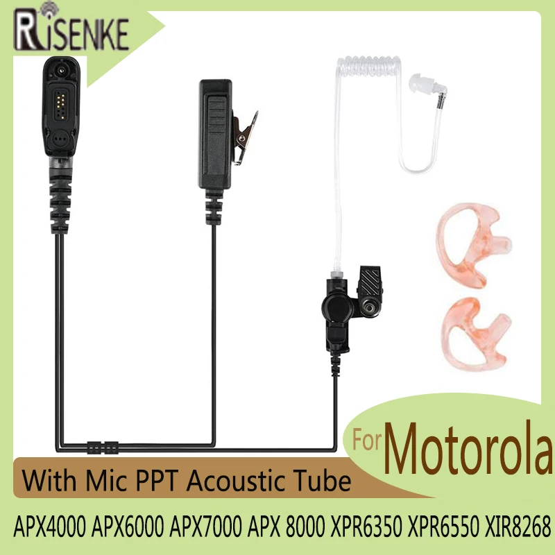 Walkie Talkies Earpiece with Mic PPT Acoustic Tube Headset for Motorola APX4000 APX6000 APX7000 APX 8000 XPR6350 XPR6550 XIR8268