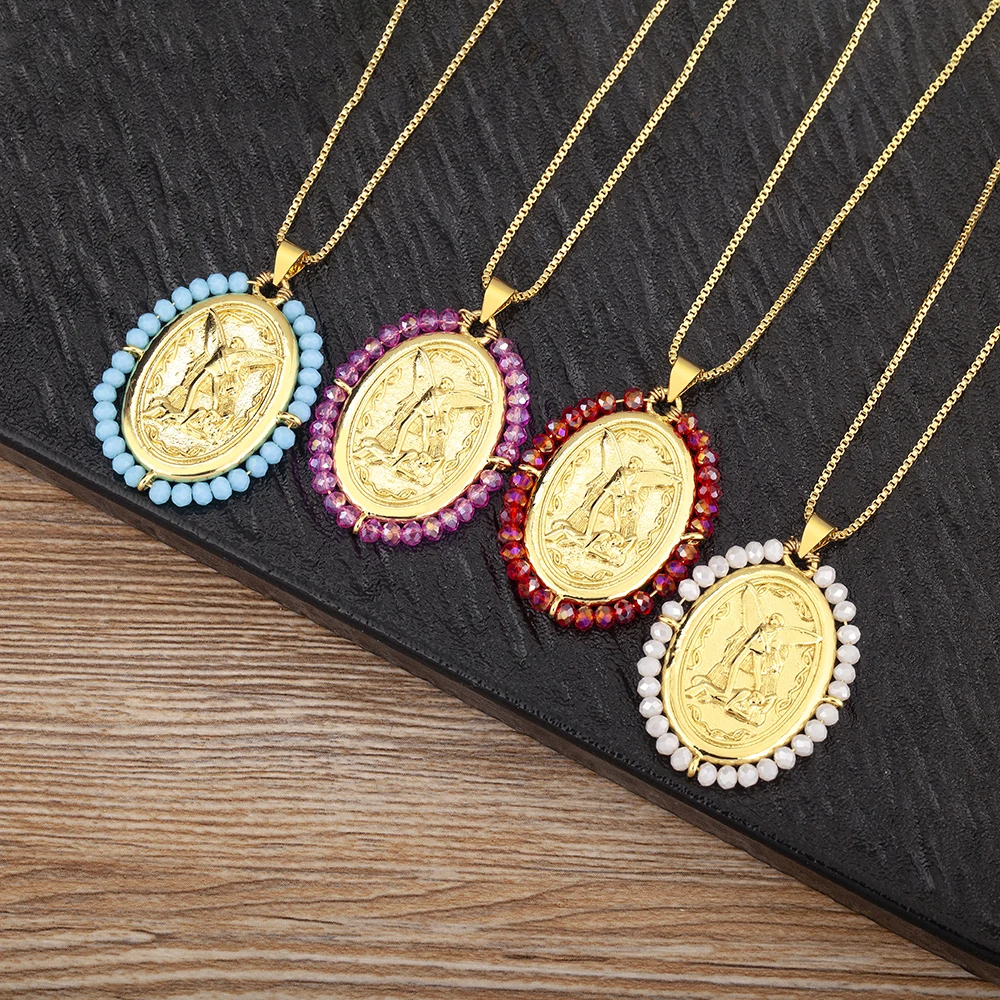 AIBEF Святой Михаил Архангел Убийца Дьявола кулон 5 цветов бусины ожерелье медь