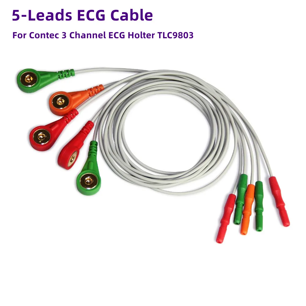 5-Leads ECG Cable For Contec 3 Channel ECG Holter TLC9803