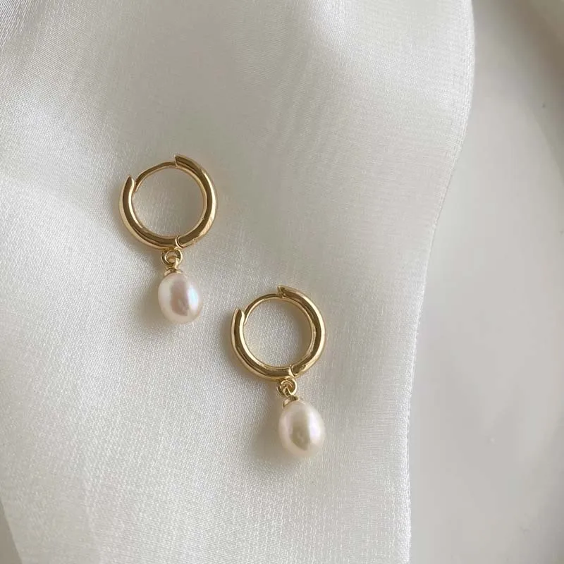 

S3084 Fashion Jewelry Hoop Dangle Earrings for Women Pearl Earrings