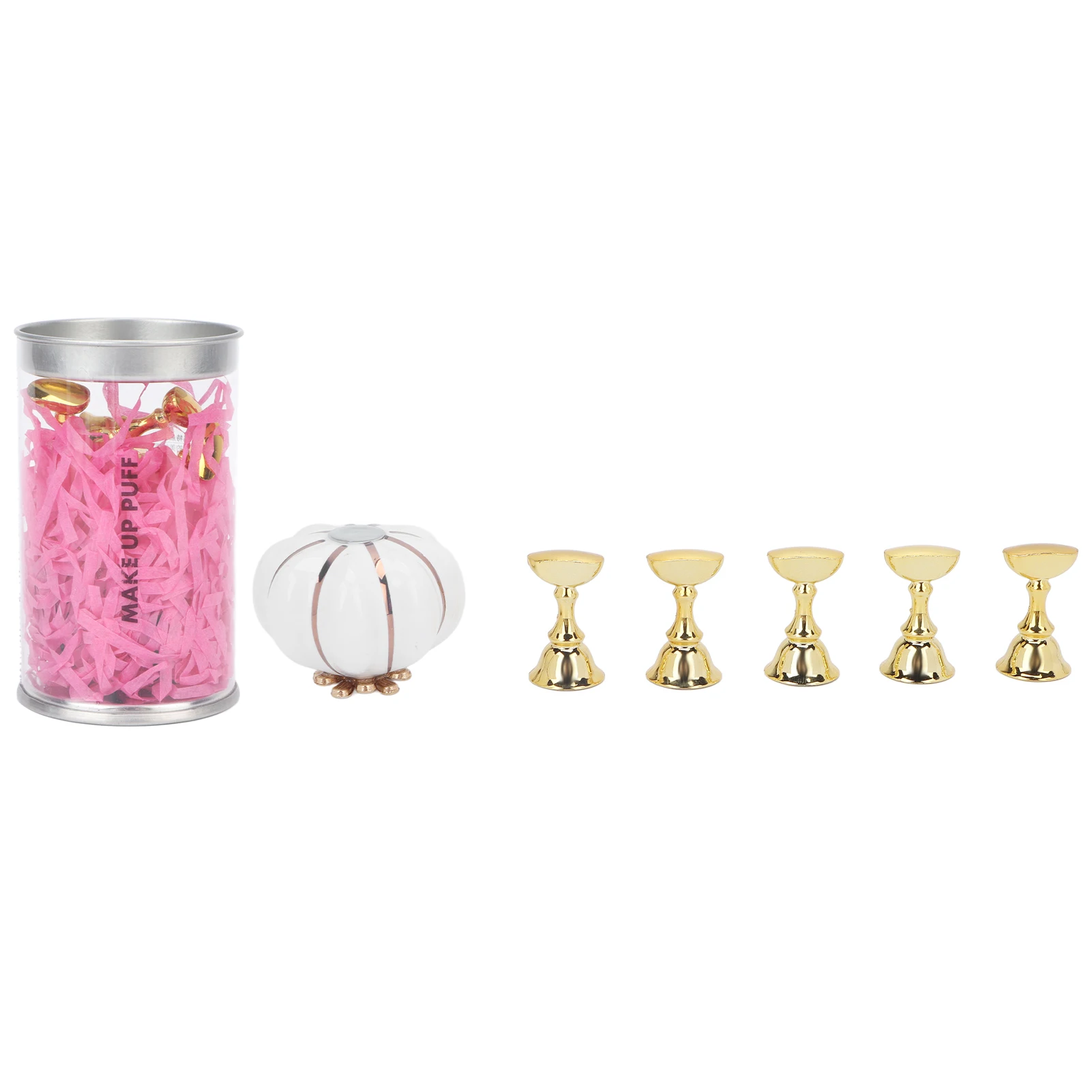 

Ceramic Pumpkin Shaped Nail Display Stand Salon DIY Golden Magnetic Nail Tip Holder Practice Stand SetWhite