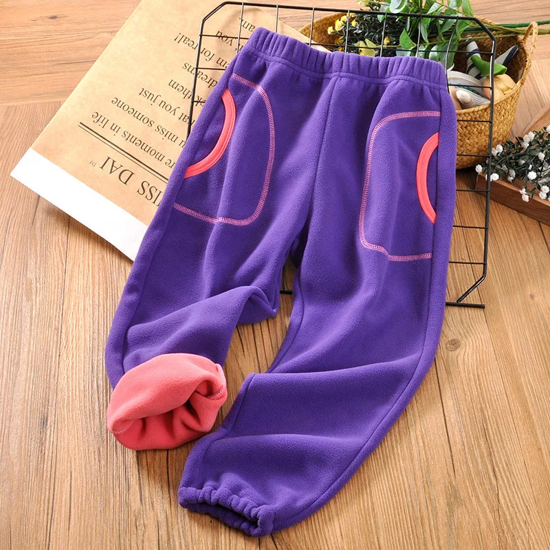 

2-14 Years Autumn Winter Girls Boys Kids Thermal Trousers Elastic Waist Polar Fleece Girls Boys Jogger Sweatpant Warm Pants