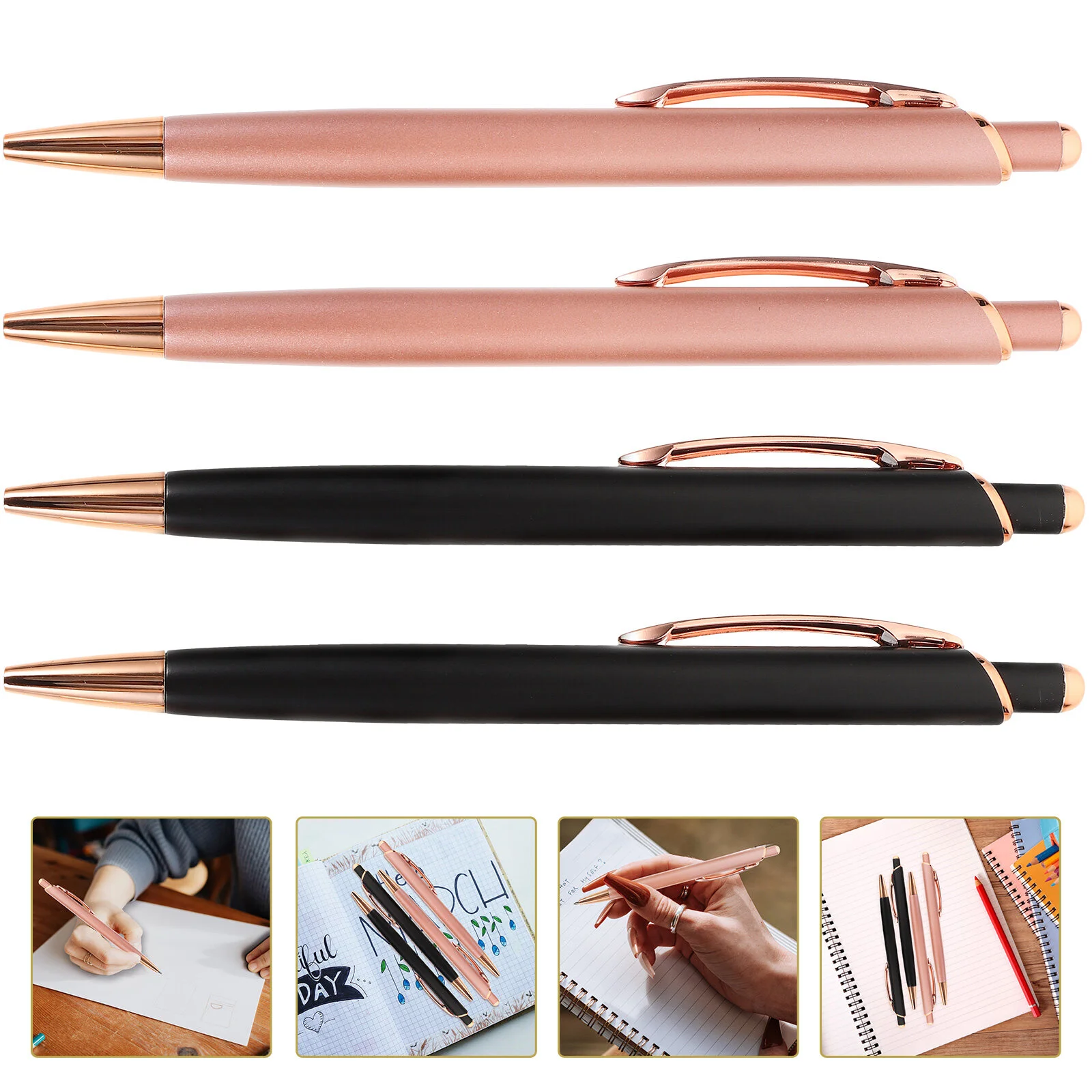 

4 Pcs Metal Ballpoint Ball Point Pens Black Daily Use Portable Writing Black Ball Point Pens Blacks Stationery Supply Ergonomic