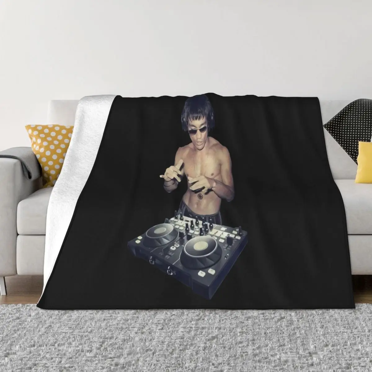 Брюс Dj Lee Rave Tembali Kug Fu Jun Fan Charcoal Fn9272 Поп женщина Винтажное одеяло с героями