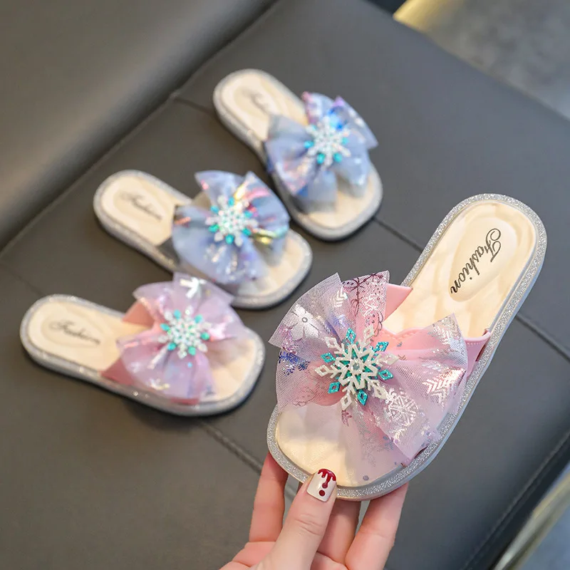 

pantuflas Summer Comfortable Children Shoes Girls Fashion Anti Slip Sandals Soft Sole Princess Slippers Snowflake Casual Flats