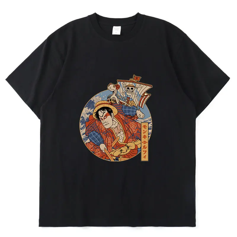 

Anime One Piece Roronoa Luffy Classic Funny Comic Print Summer Short-sleeved Thin Cotton Loose Casual Sports Men T-shirt Tide