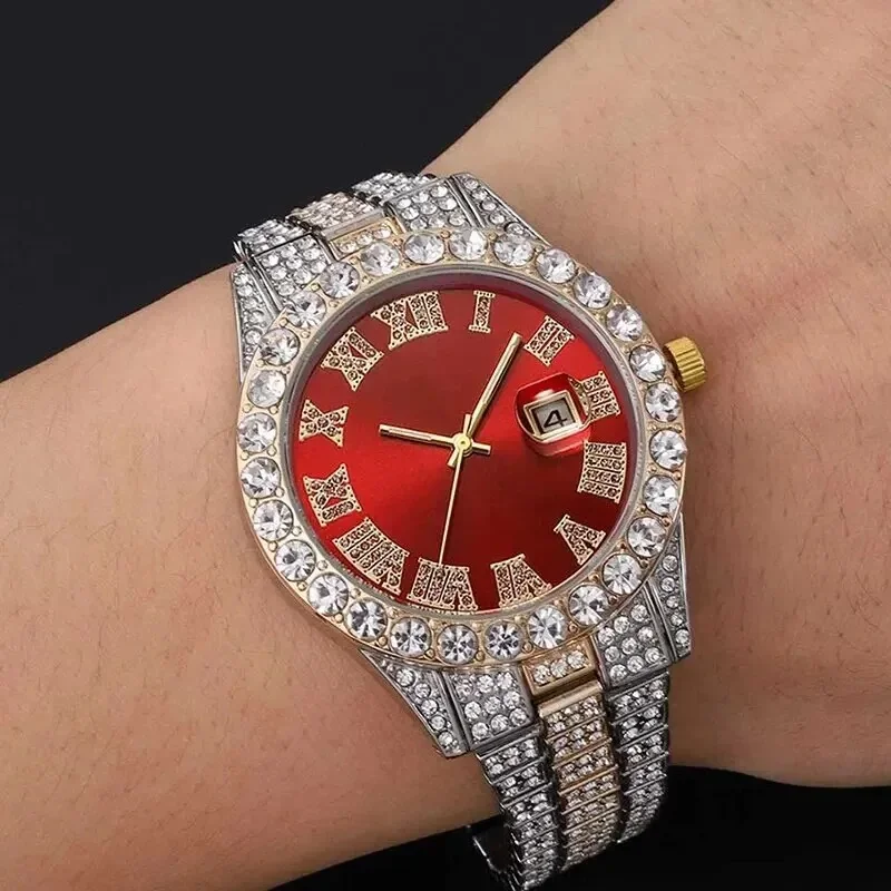 Mantianxing Роскошные Мужские Кварцевые Часы Из Нержавеющей Стали С Бриллиантовыми