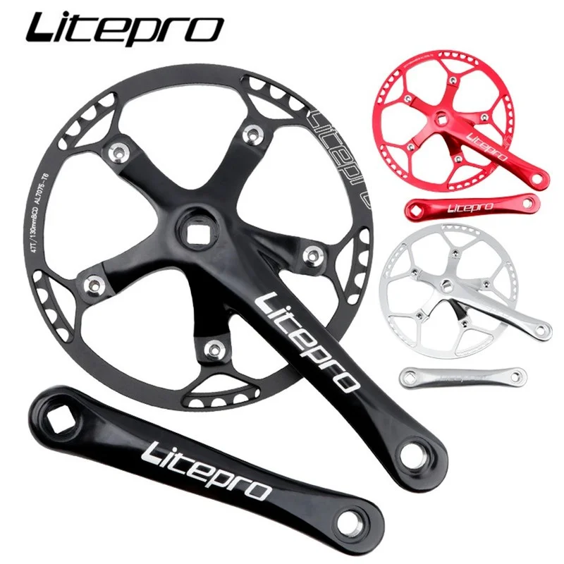 

Litepro BMX Bicycle Crank BCD 130MM Integrated Chainwheel Crankset Single For Folding Bike 45/47/53/56/58T Chainring Accessory