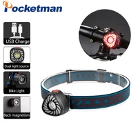 bicycle taillight portable mini lightweight camping headlamp xpecob usb rechargeable headlight fishing dual light source light