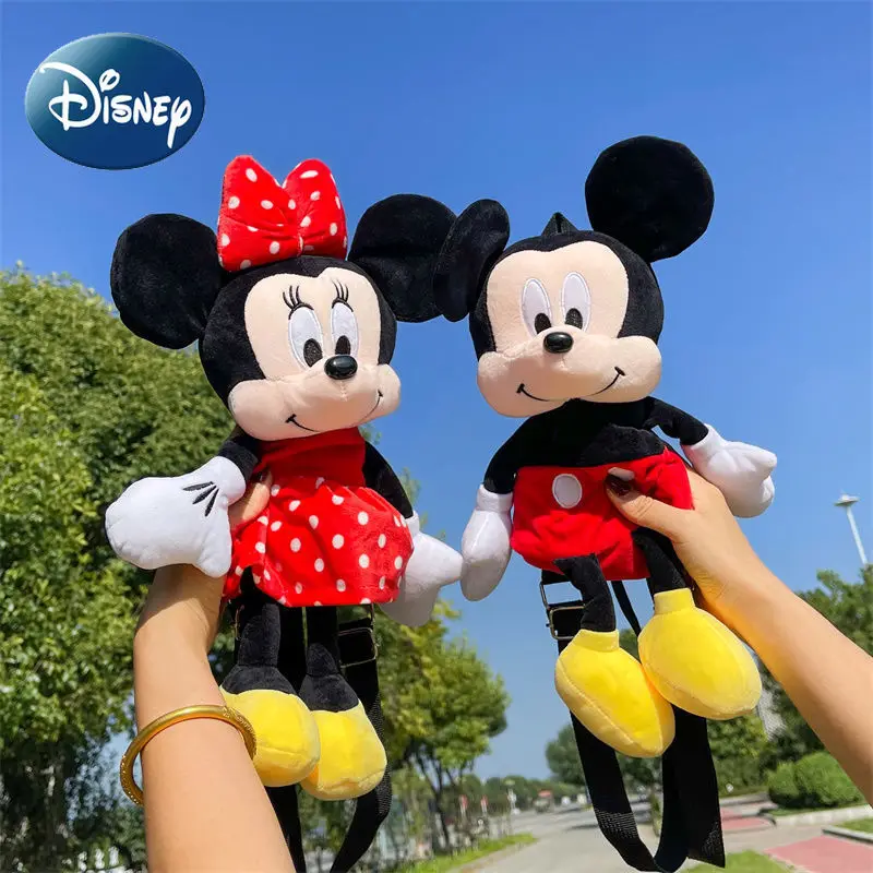 Disney Kids Plush Bag Girls Backpack Minnie Mickey Cartoon Cute Mickey Mouse Doll 2022 New Shoulder Bag