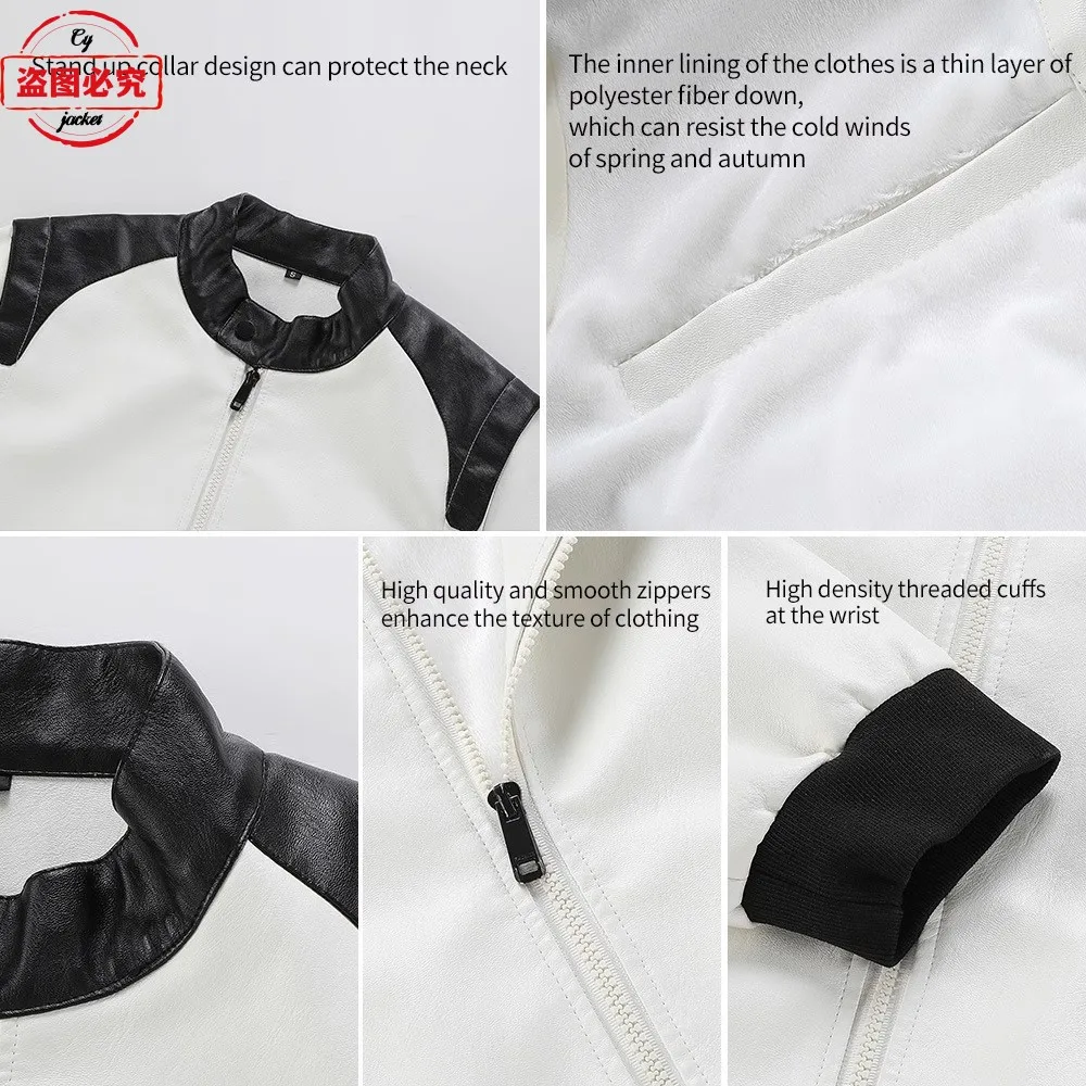 Кожаная куртка с логотипом мотоцикла из искусственной кожи ветрозащитная