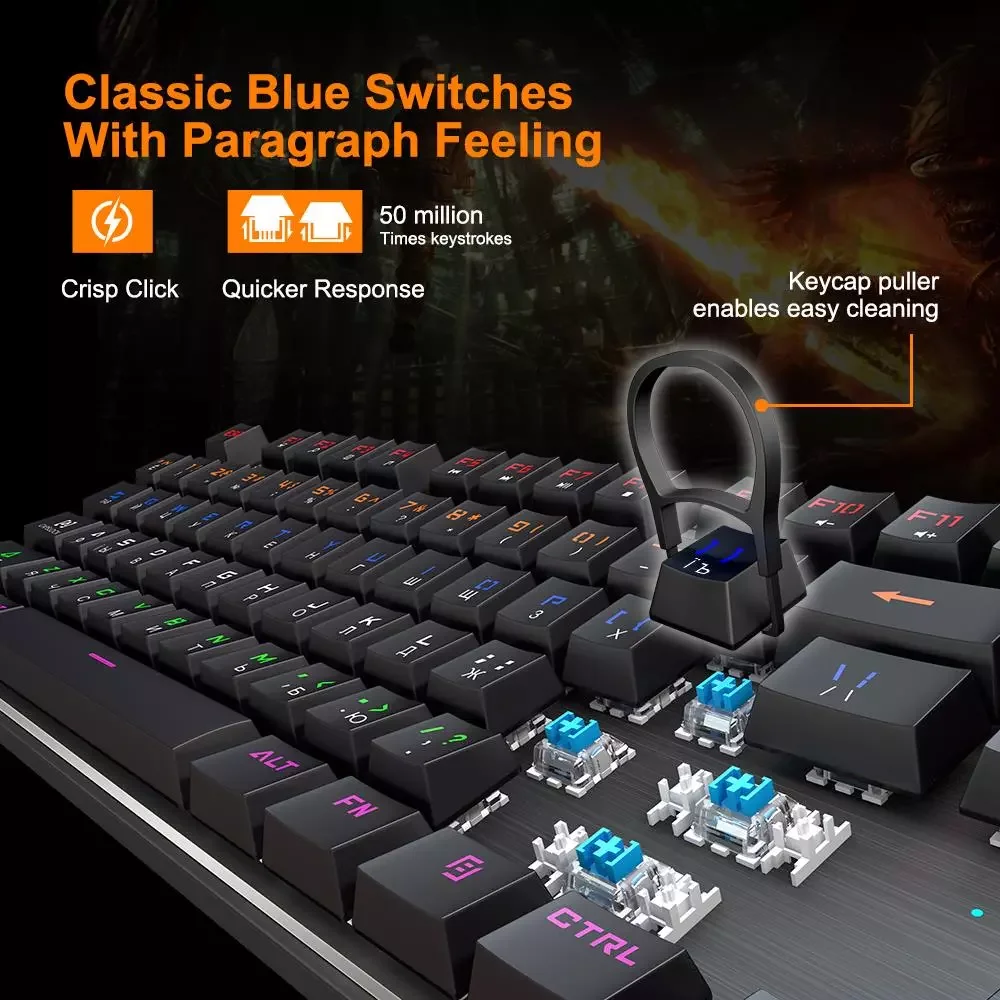 Keyboard Mechanical Gaming Keyboard RGB Backlit Keyboard Russian Keycaps 104 78 Keys Wired For PC Computer Gamer