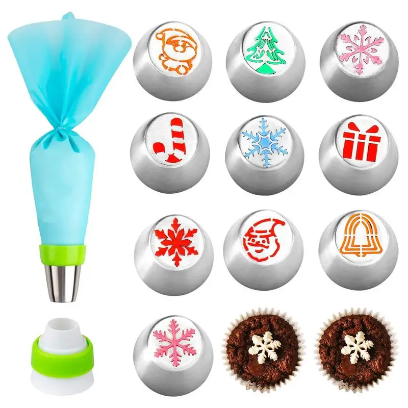 

Christmas Nozzles Set 12 Pcs Christmas Cupcake Nozzle Frosting Tips Nozzles Icing Tips Kit Baking Supplies For Cookie Cupcake