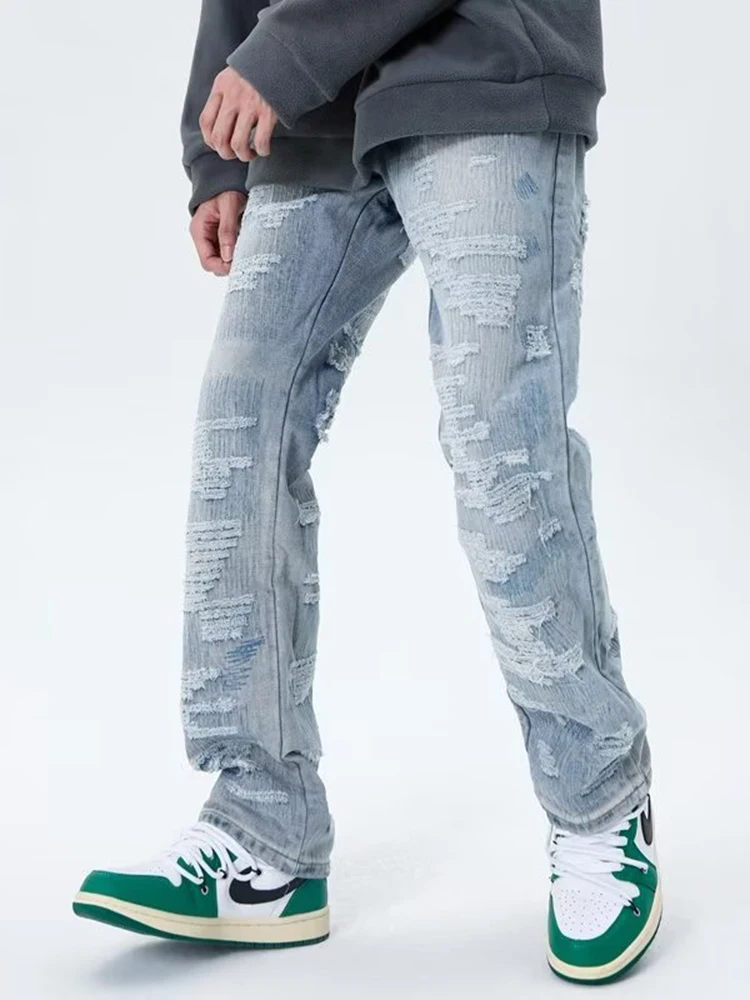 Men's Y2K Pant Baggy Jeans Fashion Denim Trousers Zipper Loose Straight Leg Spring Stretch Long Pants Men Clothing Baggy Hosen