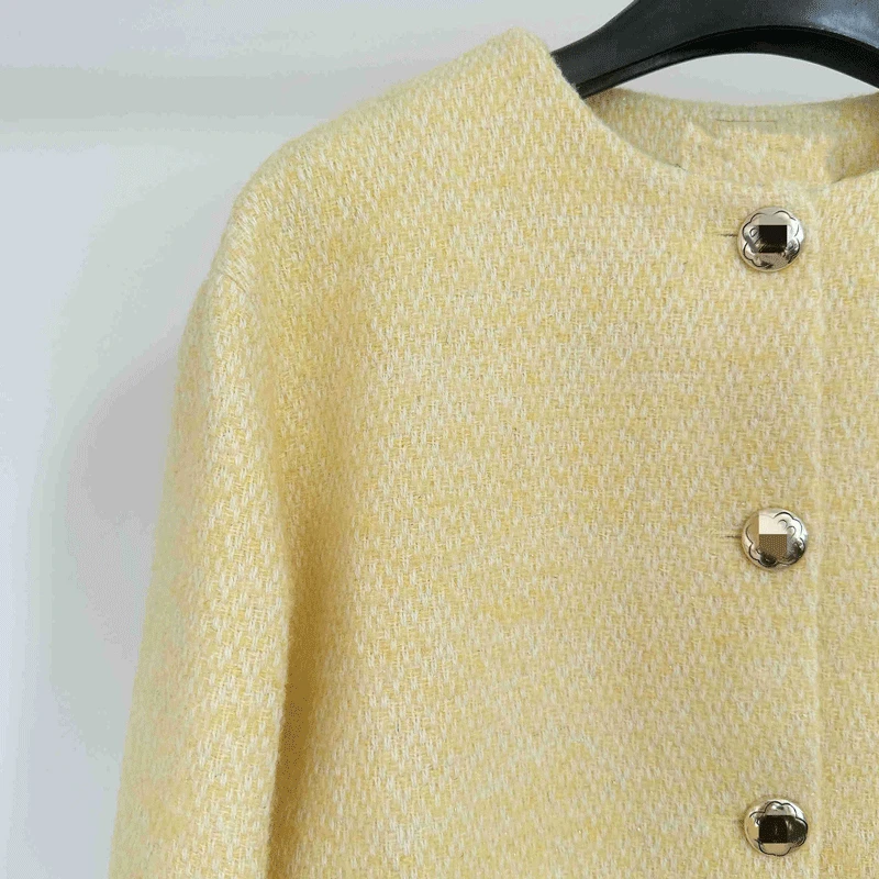 

Round Neck Tweed Short Casual Jacket Women 2023 Early Autumn New