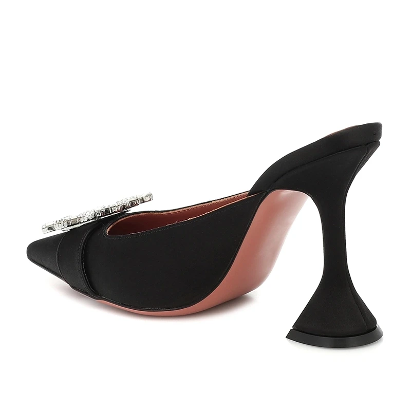 2022 Crystal Mules High Heel Pumps for Women Rhinestone Shoes Ladies 10cm Heels Party Footwear Large Size Slides Free Shipping