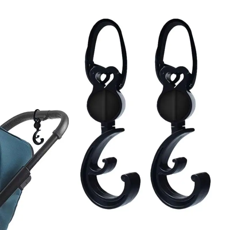 Baby Stroller Hook 360 Rotation Hook For Diaper Bag 2Pcs Hooks For Pram Baby Carrier Bicycle Car Headrest Rollator Diaper Bag