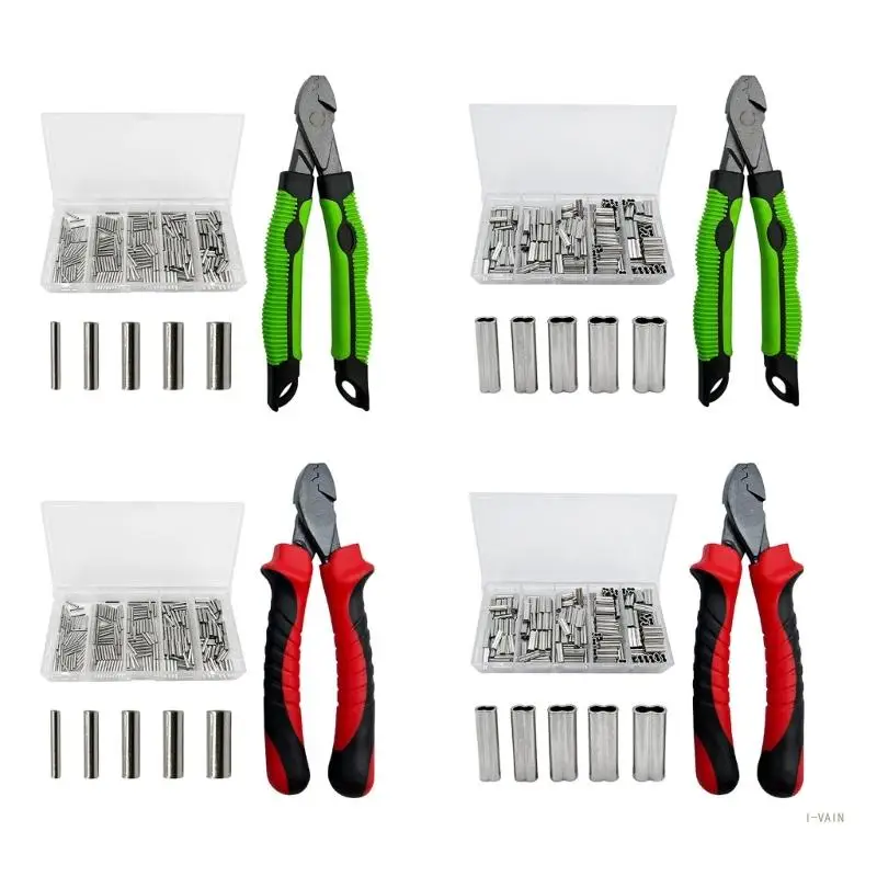 

M5TC Multifunction Fishing Crimping Pliers Tools Set Comfortable Rubber Handle Fishing Crimping Tools with Crimp Sleeves Kits