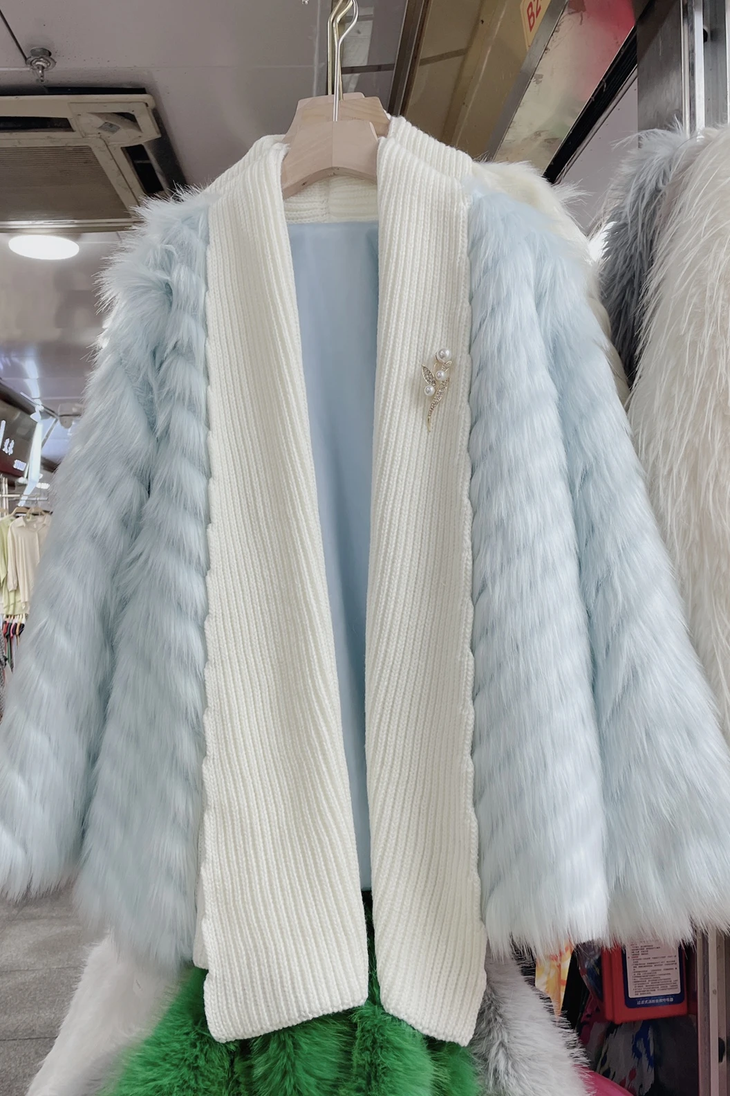 2022 New Winter Fashion Knitted Fox Fur Coat for Women Mid-long Fluffy Mink Cashmere Patchwork Cardigans Faux Fur Overcoat