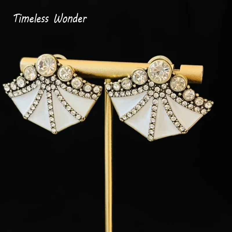 Вневременные серьги-пуговицы Wonder в стиле ретро с эмалью и цирконием Geo для женщин