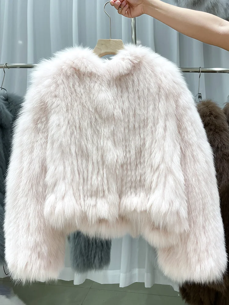 Long-sleeved Fur Jacket Red Fox Fur Striped Real Fur Coats and Jackets Women Korean Women's Short Full Fur Hooded Coat New