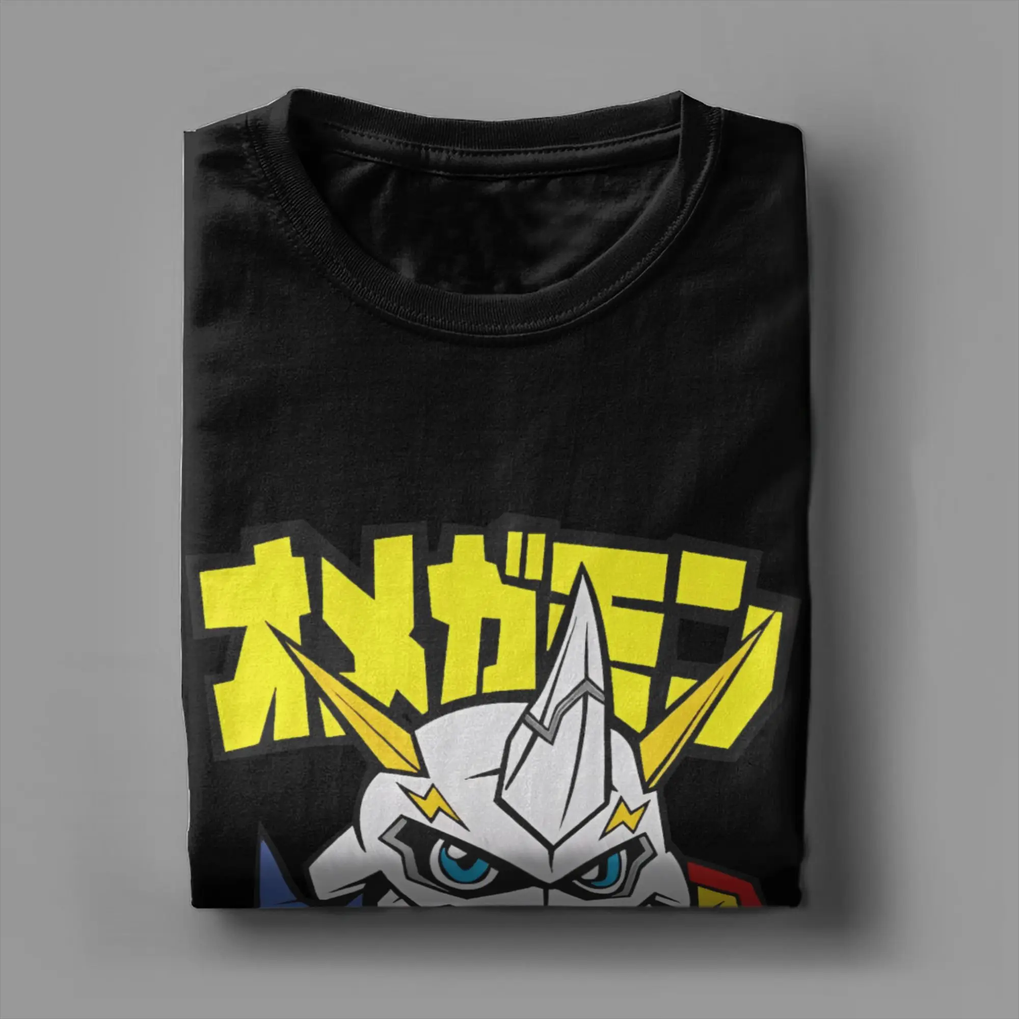 Фото Футболка Digimon Chibi Omnimon, мужская футболка из 100% хлопка, топы для отдыха, с круглым вырезом, с короткими рукавами №4