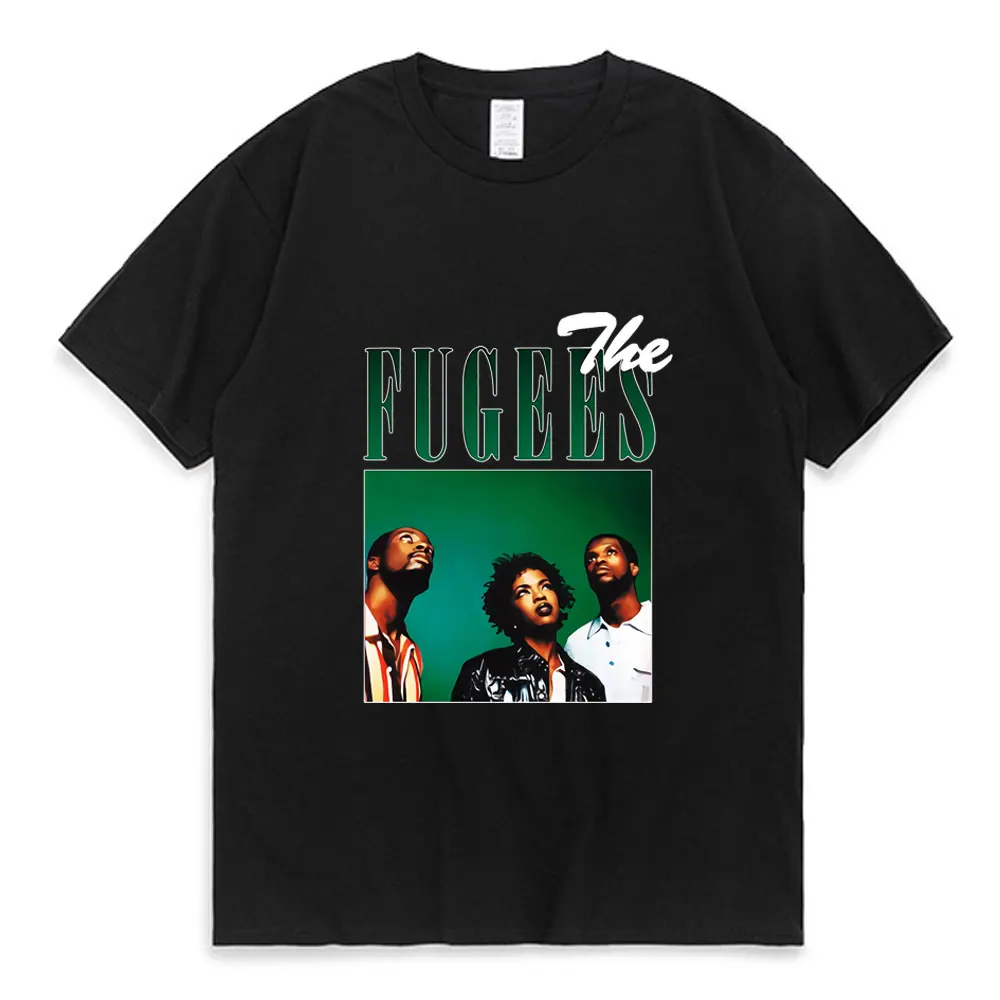 

Fugees,Cotton oversize T-shirt product, fashion band picture printing, loose black street fashion, men's hip-hop T-shirt