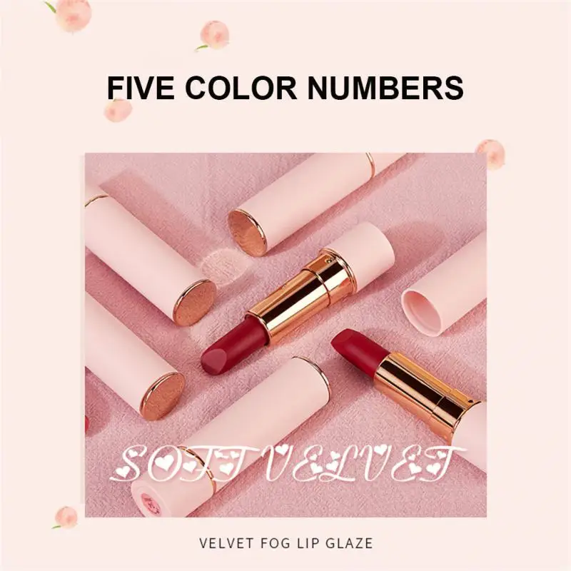 

Pink Lipstick Mist Soft Texture Long Lasting Waterproof Moisturize And Easy To Color Women Makeup High Quality Lips Makeup