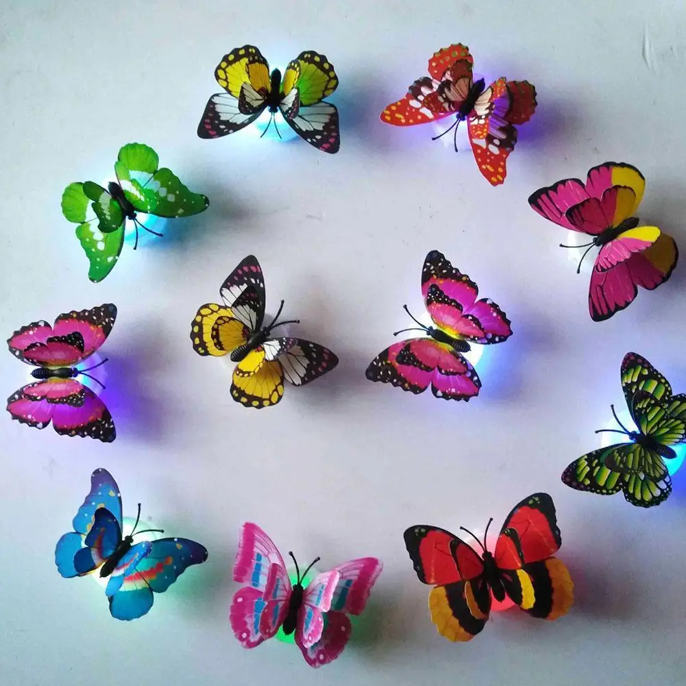 

Цветной светящийся ночник в виде бабочки, 1 шт., светящийся настенный ночник, Ночной светильник, наклейка, настенный светильник, светодиодны...