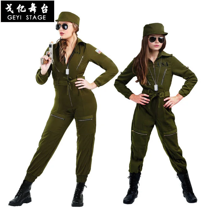 

U.S. Air Force Costume Halloween Stage Performance Adult Adult Siamese Parenting Outfit Female Soldier Uniform