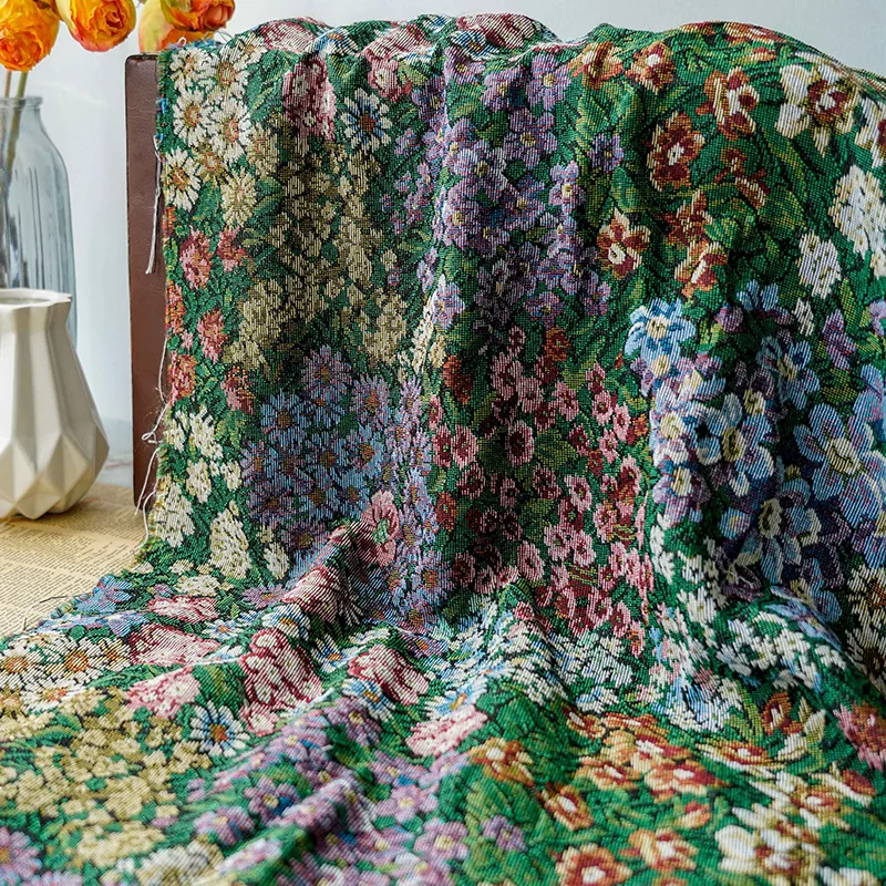 

Retro Pastoral Style Yarn Dyed Jacquard Fabric Oil Painting Texture Women's Luggage Flower Dress Making Fabric 50cmx150cm