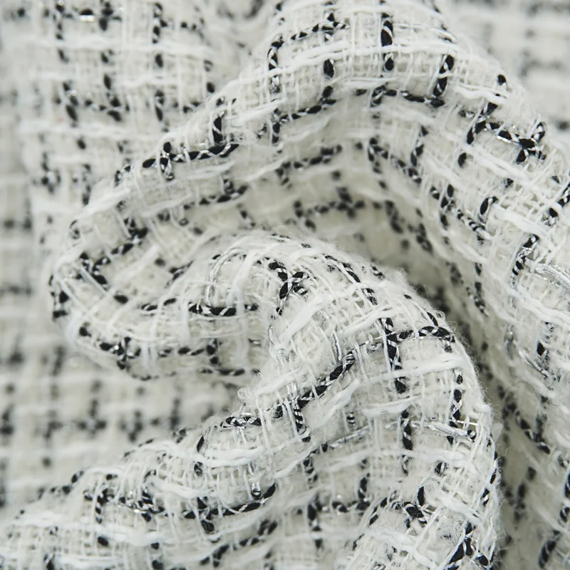 

2021 Black White Plaid Woven Tweed Fabric For Coat Suit Telas Por Metro Tissus Au MÈTre Ткань Для Шитья Sewing Tecido African