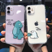jome cute cartoon animal dinosaur couple phone case for iphone 13pro max 12 11 x xs xr 7 8plus transparent soft shockproof cover