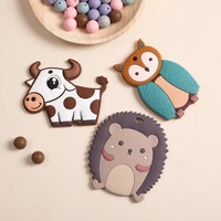 baby silicone teether toy cows cartoon animal food grade silicone teether chewing beads baby nursing accessories baby bites toys