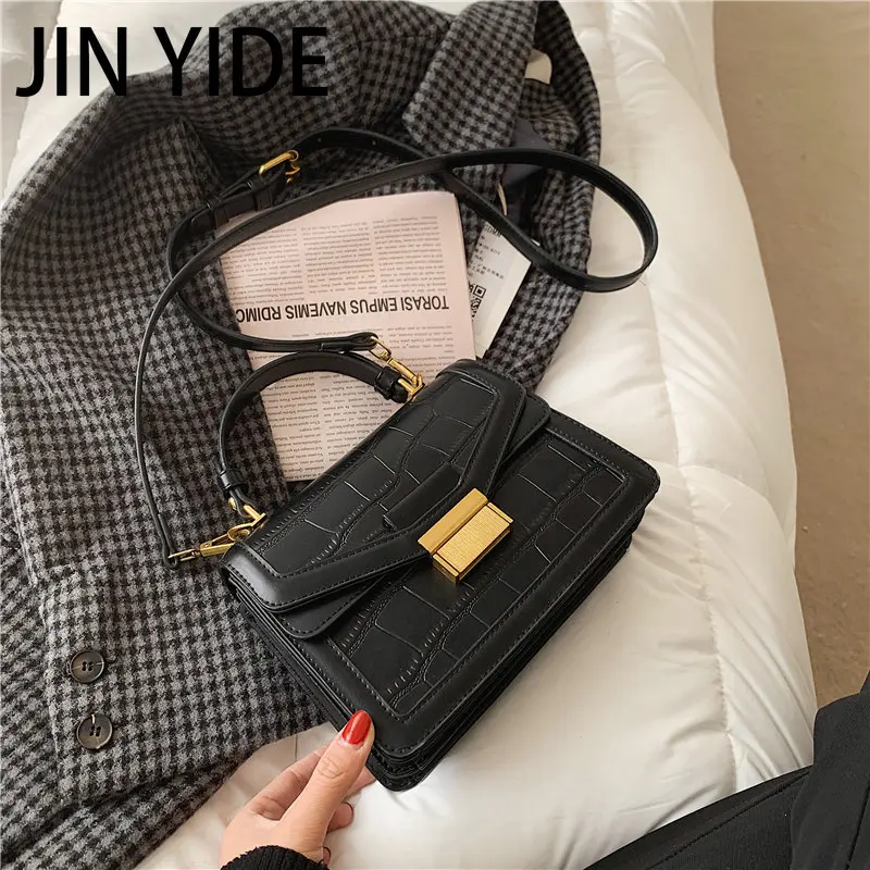 French Style Crocodile Pattern Small Tote Handbags For Women New 2023 Luxury Designer Push Lock Ladies Shoulder Crossbody Bags