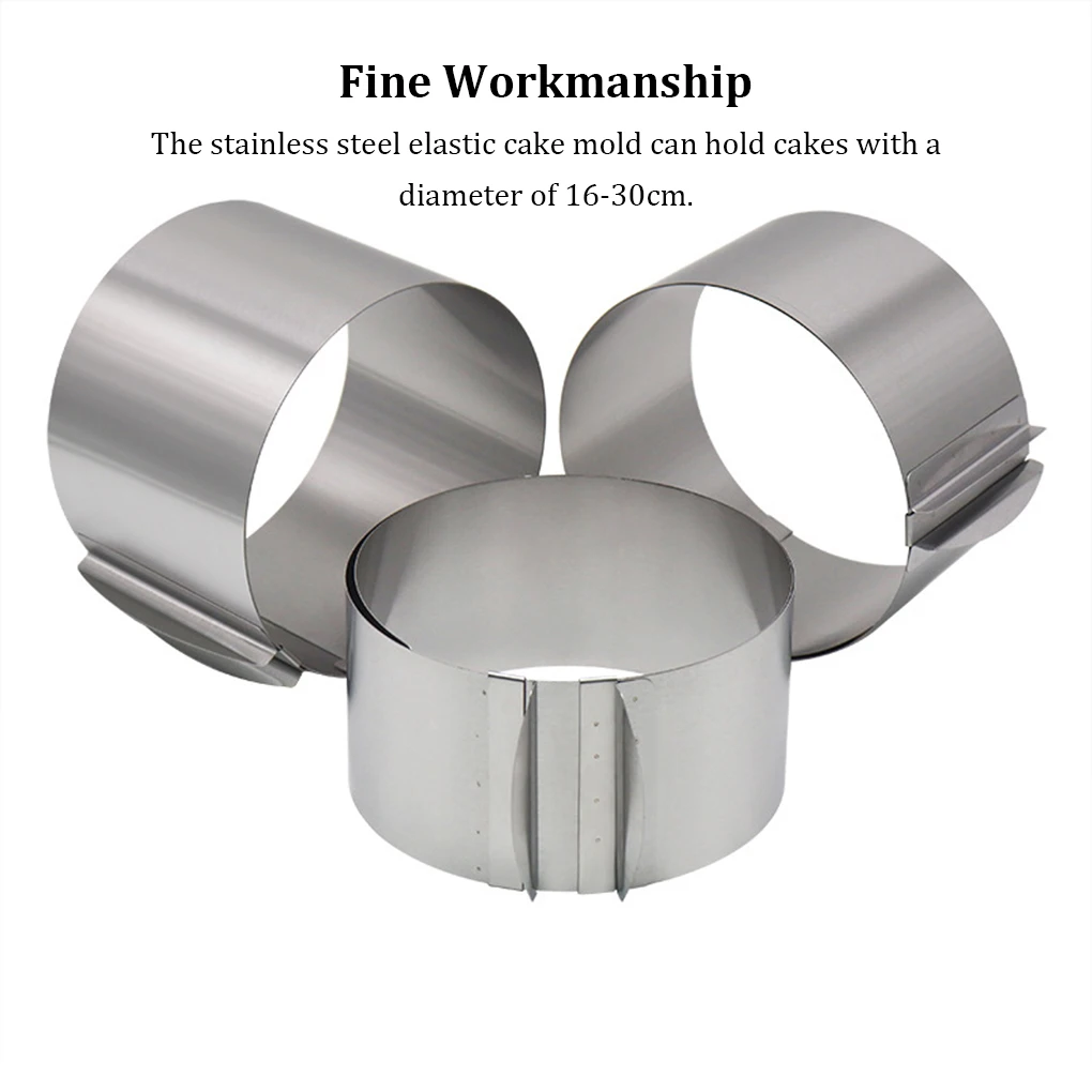 

Telescopic Mousse Ring Cake 6-12 Inch Adjustable Mold Heightened Stainless Steel Rustproof Biscuit Pastry height 12cm
