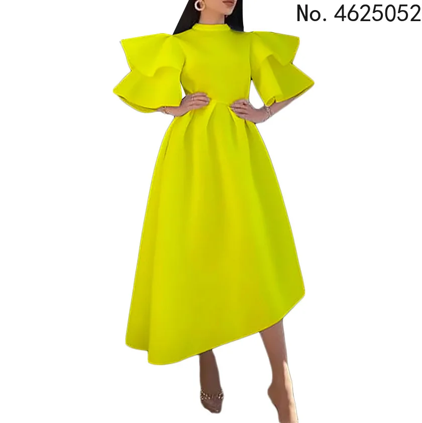 

Африканские платья для женщин, лето 2022, африканские женщины, короткий рукав, однотонное платье, африканская одежда для женщин